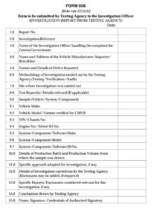 Vehicle Recall 	Form 50B Download submitted by Testing Agency to the Investigation Officer