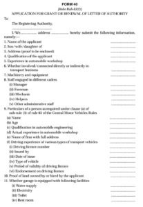 Vehicles Related Form 40 Download Application Form for Grant or Renewal