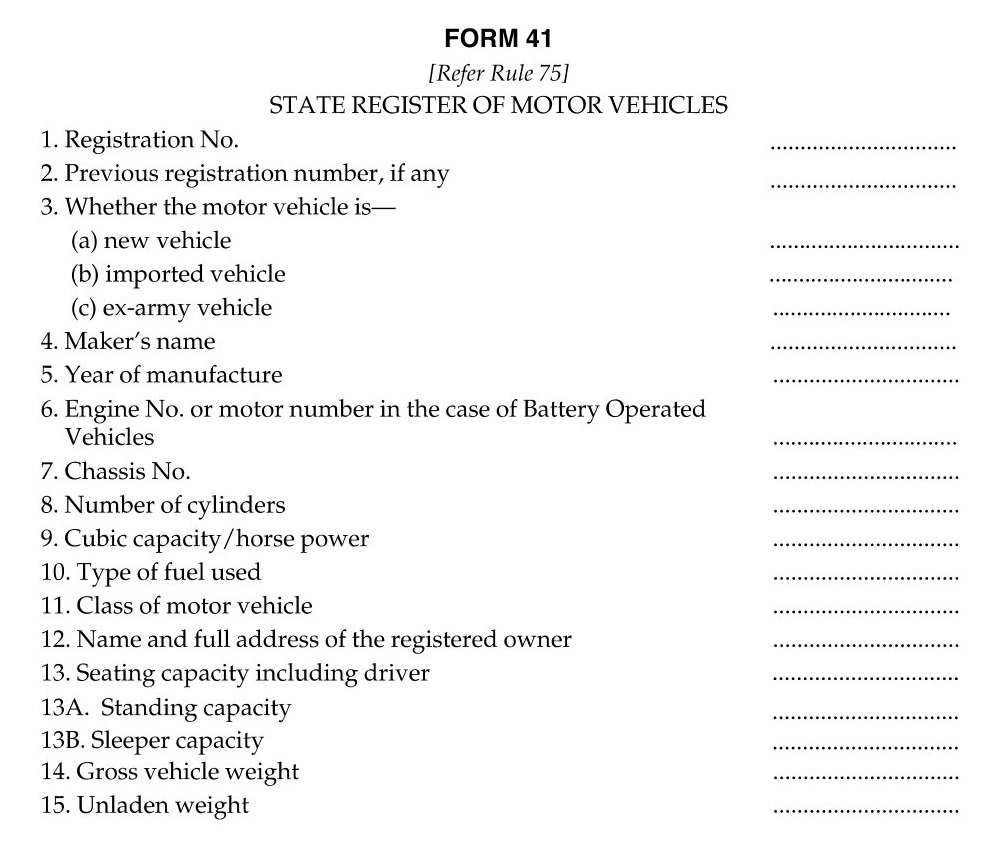 Vehicles Related Form 41 Download State Register of Motor Vehicles