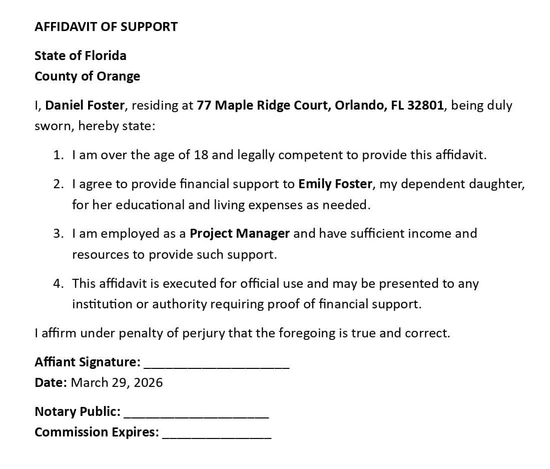 AFFIDAVIT OF SUPPORT