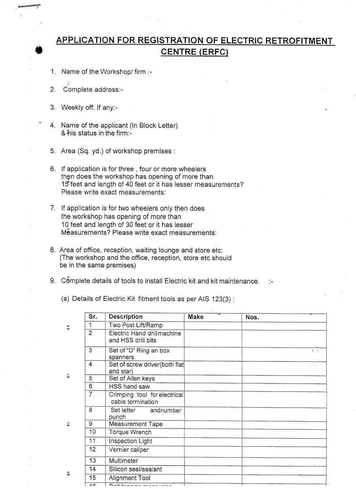 APPLICATION FOR REGISTRATION OF ELECTRIC RETROFITMENT Download pdf