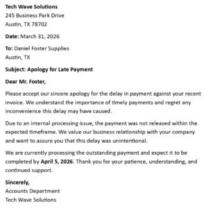 Price Late Payment Apology Letter (USA Business + 5 Samples)