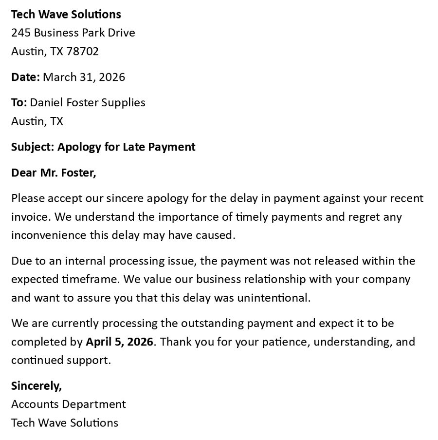 Apology for Late Payment