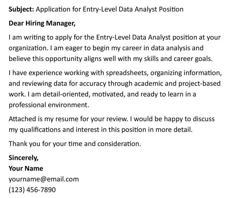 Application for Entry-Level Data Analyst Position