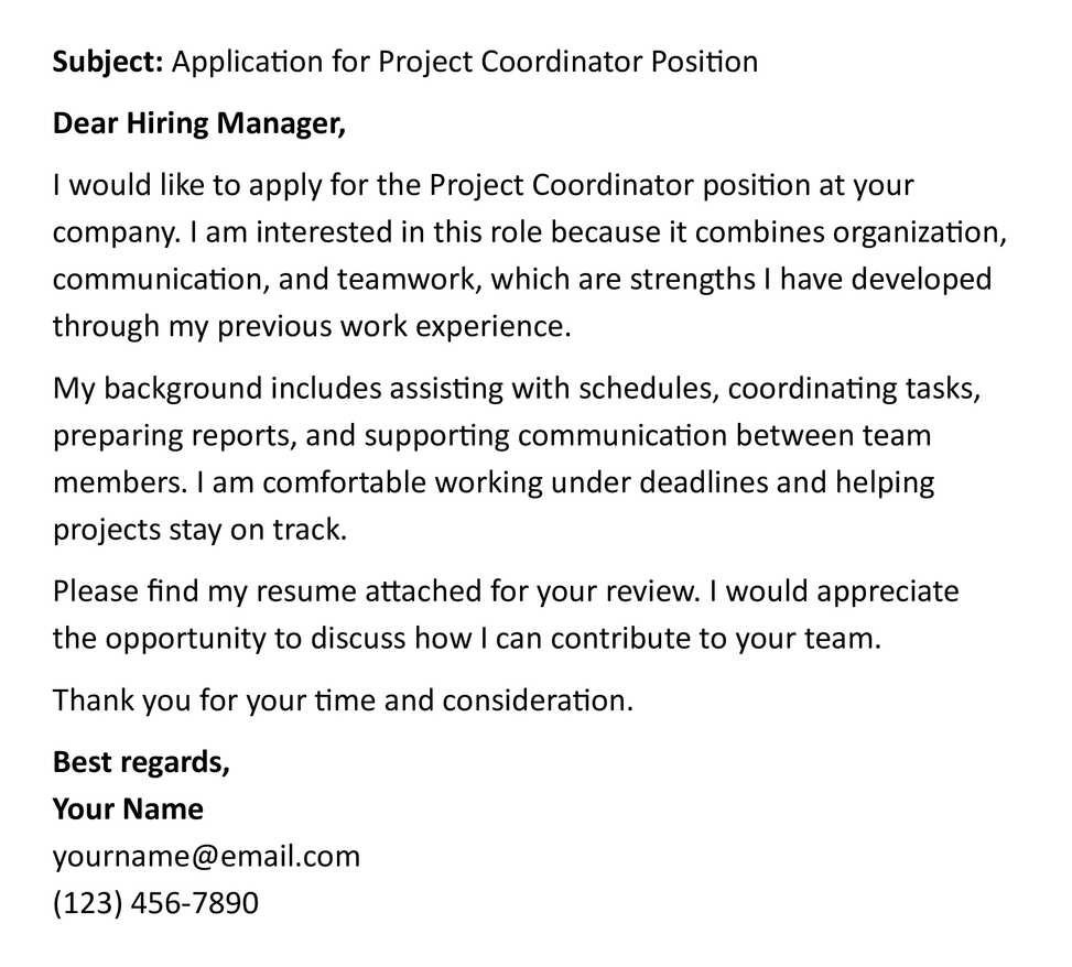 Application for Project Coordinator Position