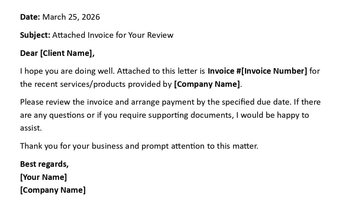 Attached Invoice for Your Review