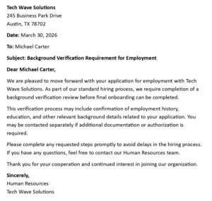 Background Verification Letter (USA HR Format + 5 Examples)