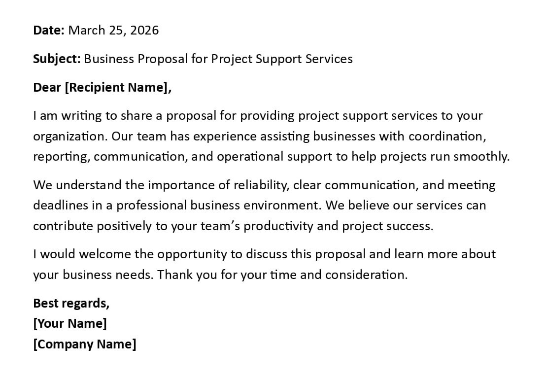 Business Proposal for Project Support Services