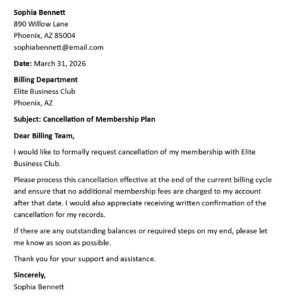 Membership Cancellation Letter (USA Format + 5 Samples)