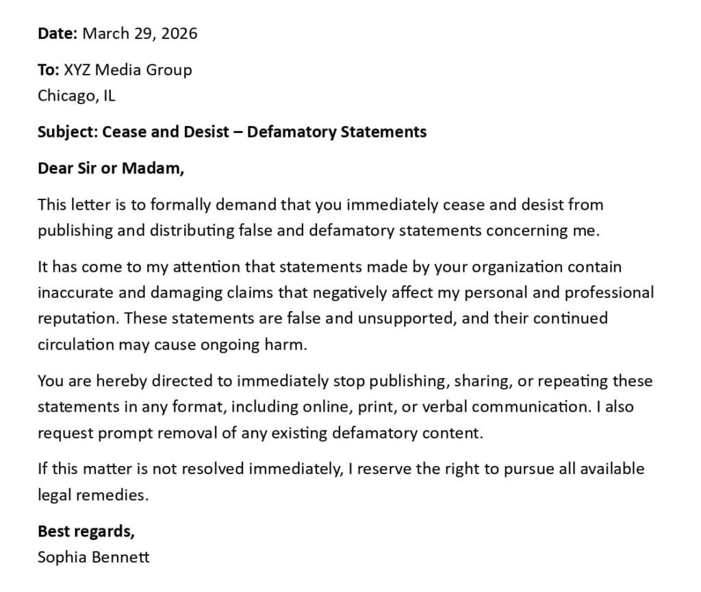 Cease and Desist Letter (USA Legal Format + 5 Examples)