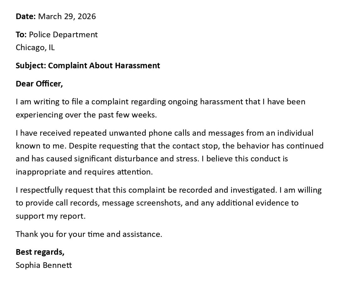 Complaint About Harassment