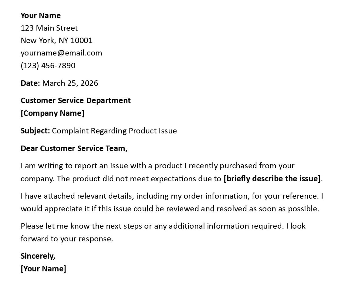 Complaint Regarding Product Issue