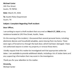 Complaint Letter to Police (USA Format + 5 Samples)