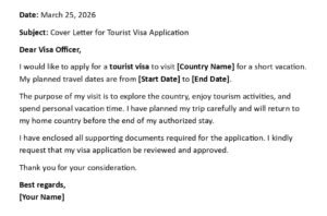 Tourist Visa Cover Letter (USA Embassy Format + 5 Examples)