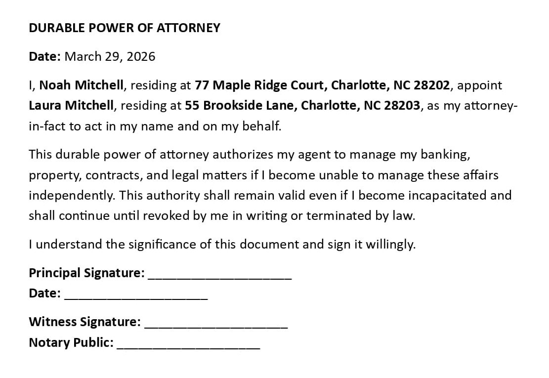 DURABLE POWER OF ATTORNEY