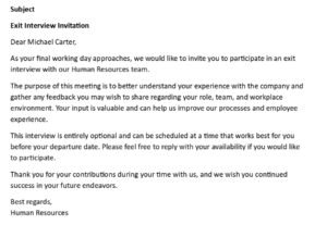 Exit Interview Invitation Email (USA HR + 5 Samples)