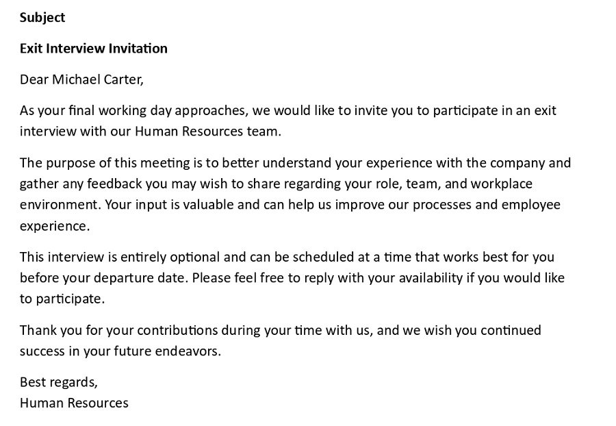 Exit Interview Invitation