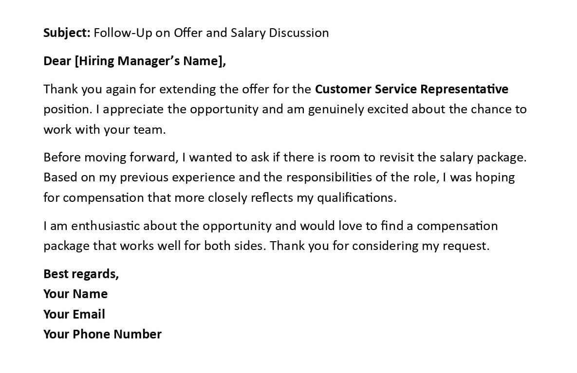Follow-Up on Offer and Salary Discussion