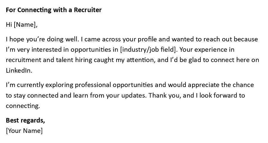 For Connecting with a Recruiter