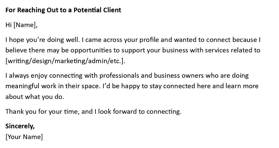 For Reaching Out to a Potential Client