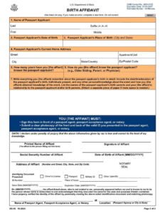 Form DS-10 Birth Affidavit Form PDF Download