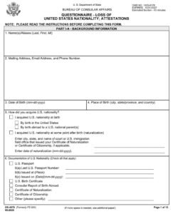 Form DS-4079 PDF Download – Citizenship Status Determination
