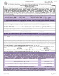 Form DS-64 Passport Lost or Stolen Form PDF Download