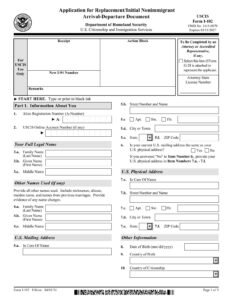 Form I-102 PDF Download – Replacement I-94 Application