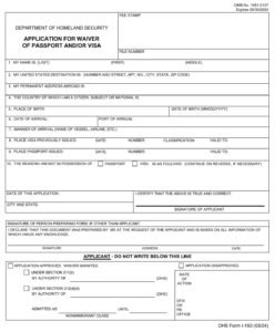 Form I-193 PDF Download – Waiver of Passport or Visa