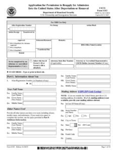 Form I-212 PDF Download – Reapply for Admission