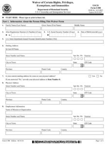 Form I-508 PDF Download – Diplomatic Waiver Application