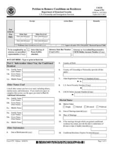 Form I-751 PDF Download – Remove Residence Conditions