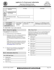 Form I-765 PDF Download – Employment Authorization Application
