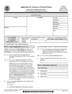 Form I-821 PDF Download – Temporary Protected Status