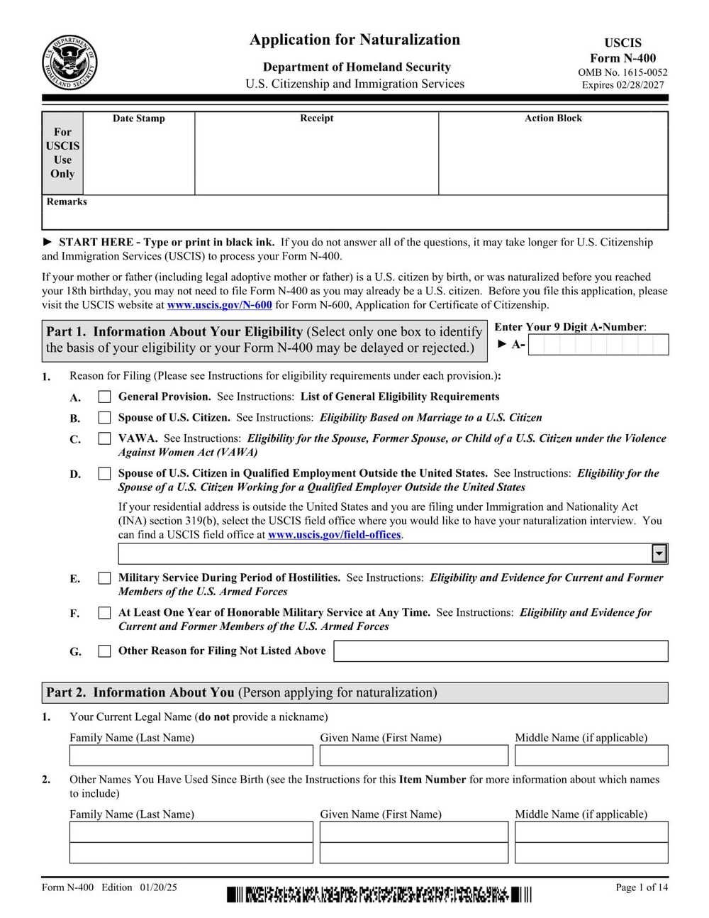 Form N-400 PDF Download – U.S. Citizenship Application