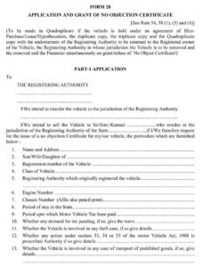 Form No.28: Application for Grant of N.O.C. Download PDF File