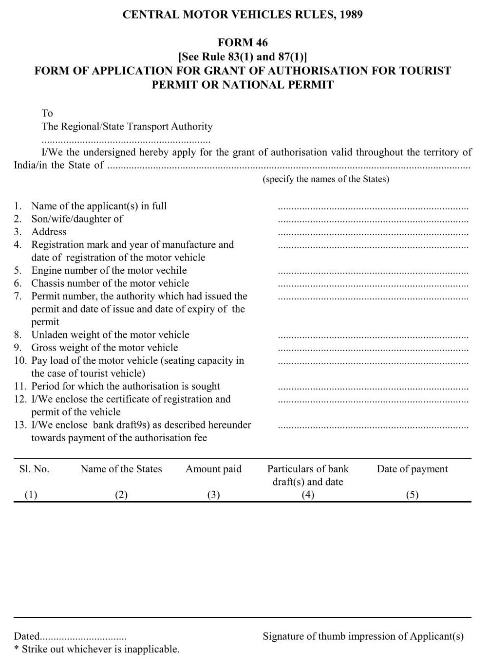 Form No.46 Application for grant of authorization Download file pdf