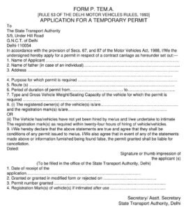Form P.TEM.A - Temporary Permit Download docx File