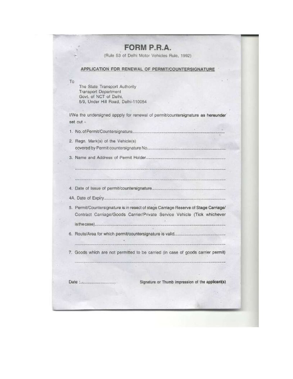 Form PRA Application for Renewal of Permit or Counter Download file pdf