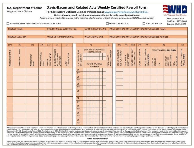 Wh 514 Form.pdf Form WH-347 Payroll Form PDF Download – Federal Contractor Payroll