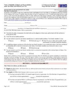 Form WH-381 PDF Download – FMLA Eligibility Notice