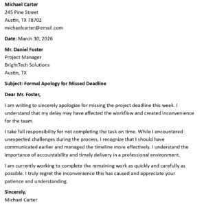 Formal Apology Letter (USA Format + 5 Examples)