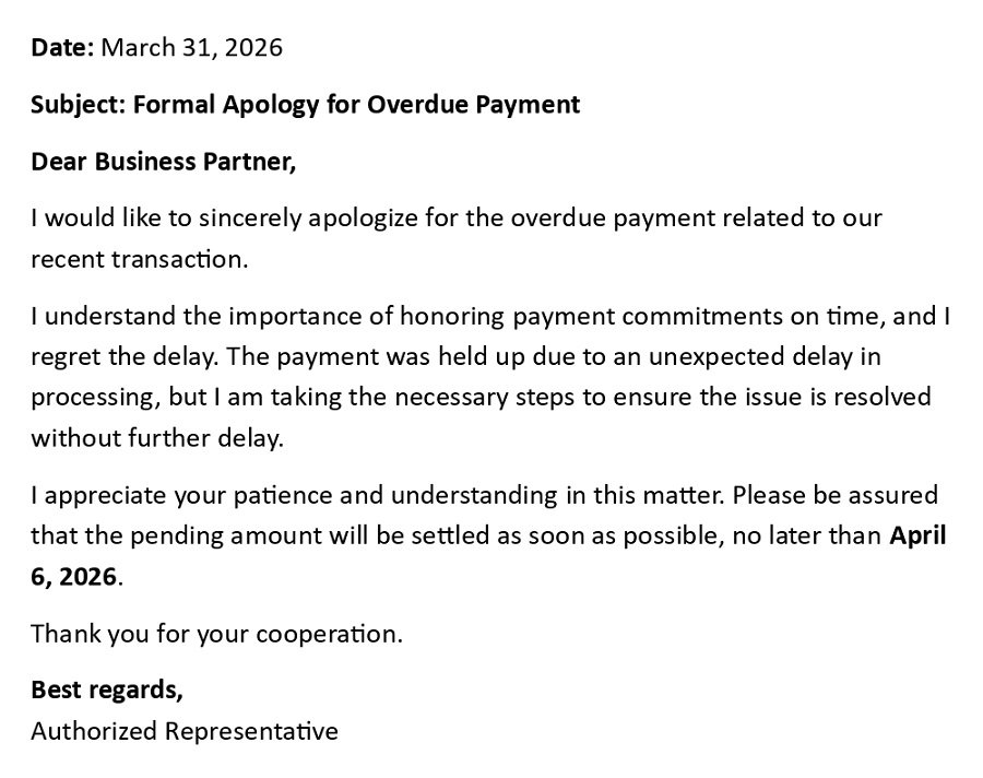 Formal Apology for Overdue Payment