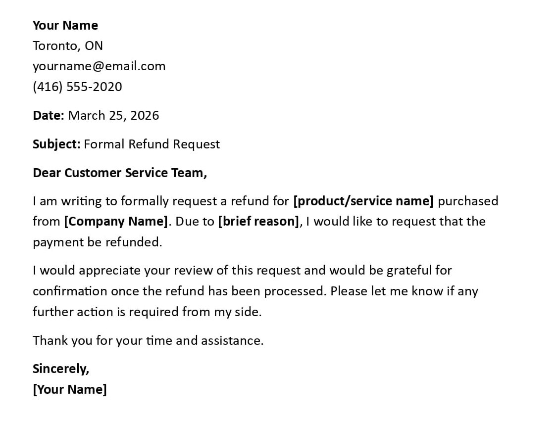 Formal Refund Request