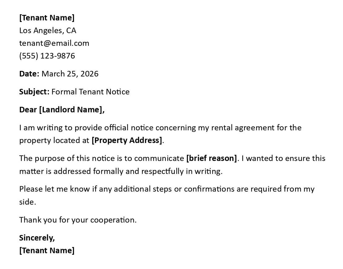 Formal Tenant Notice