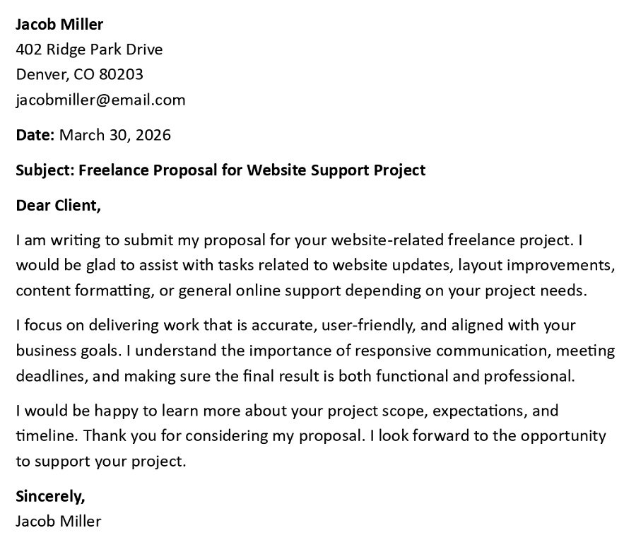 Freelance Proposal for Website Support Project