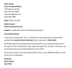 Payment Reminder Letter (USA Business Format + 5 Examples)