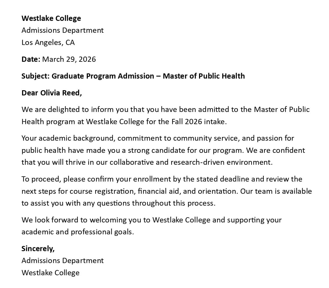 Graduate Program Admission – Master of Public Health