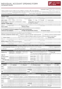 IDFC First Bank Account Opening Form - Single Holder PDF Download