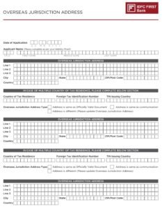 IDFC First Bank Annexure - Overseas Jurisdiction Address PDF Download